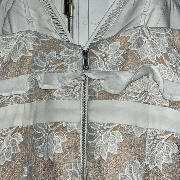 Anthropologie Bardot Vienna Lace White Lace  Nuce Slip Sheath Midi Dress Size 6 - Picture 9 of 15